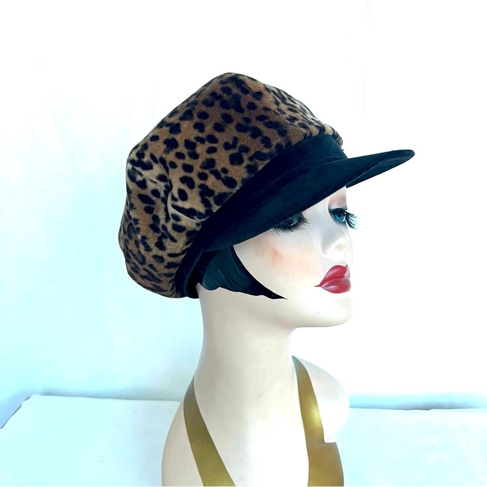 Vintage Women’s Faux Leopard Fall/Winter Newsboy Cap Hat Size S/M - Picture 6 of 15